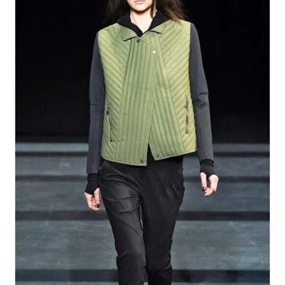 Tibi Quilted Olive Black Moto Jacket S